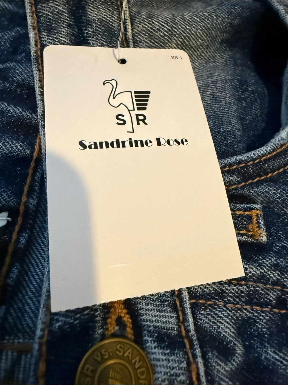 Sandrine Rose Jeans Size 31 NWT High Rise Wide Leg Straight Denim Distressed - Picture 4 of 6